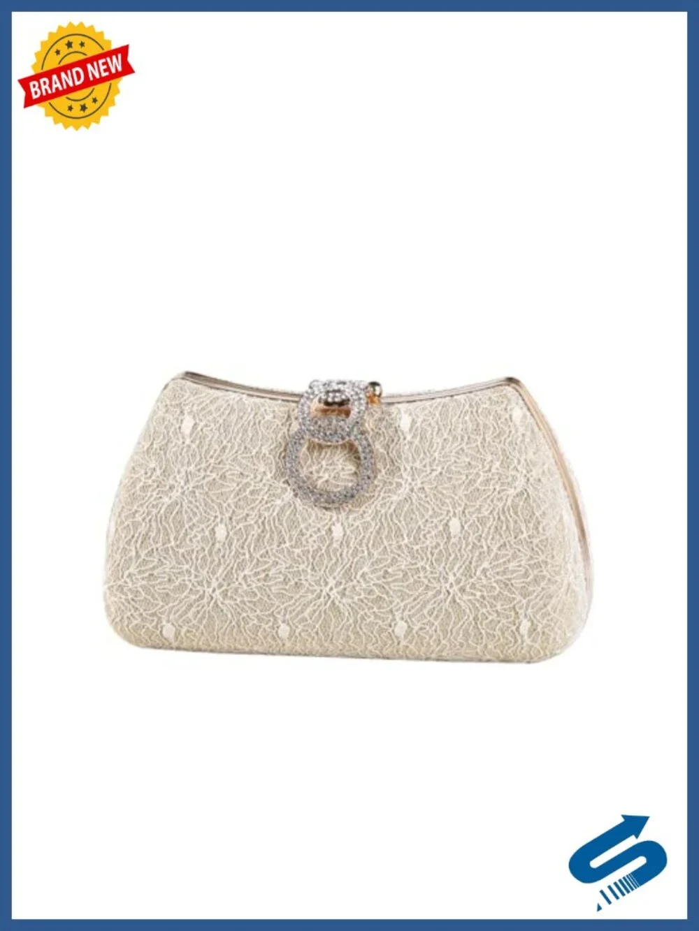 Rhinestone Evening Clutch Handbag with Removable Chain Crossbody